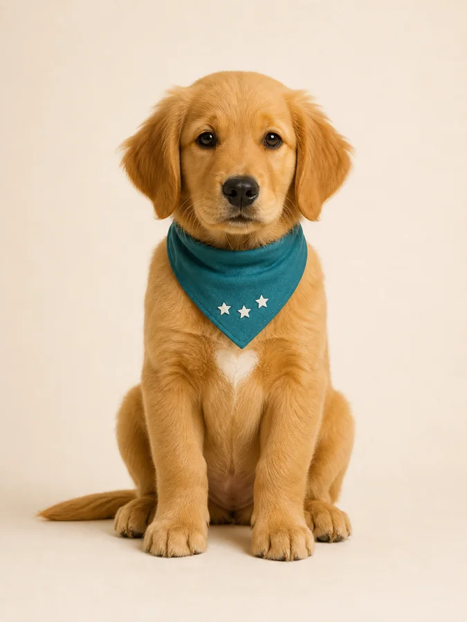 Before personalization: AI-generated fictional puppy source image