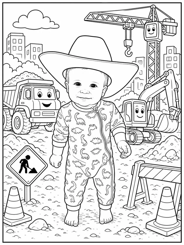 Construction Trucks and Mighty Machines coloring book interior sample