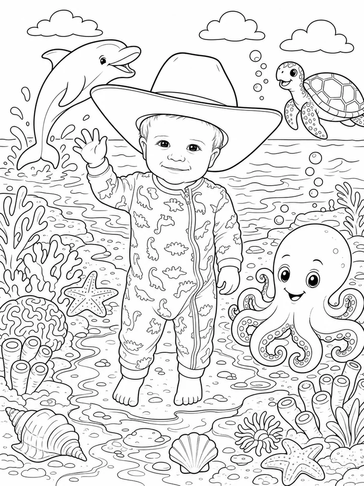 Ocean Friends and Coral Reefs coloring book interior sample