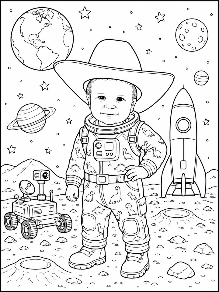 Space Explorers coloring book interior sample