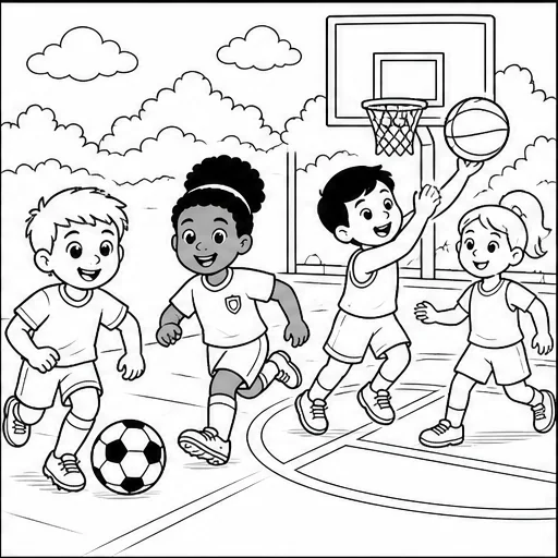 Sports Superstars coloring book interior sample