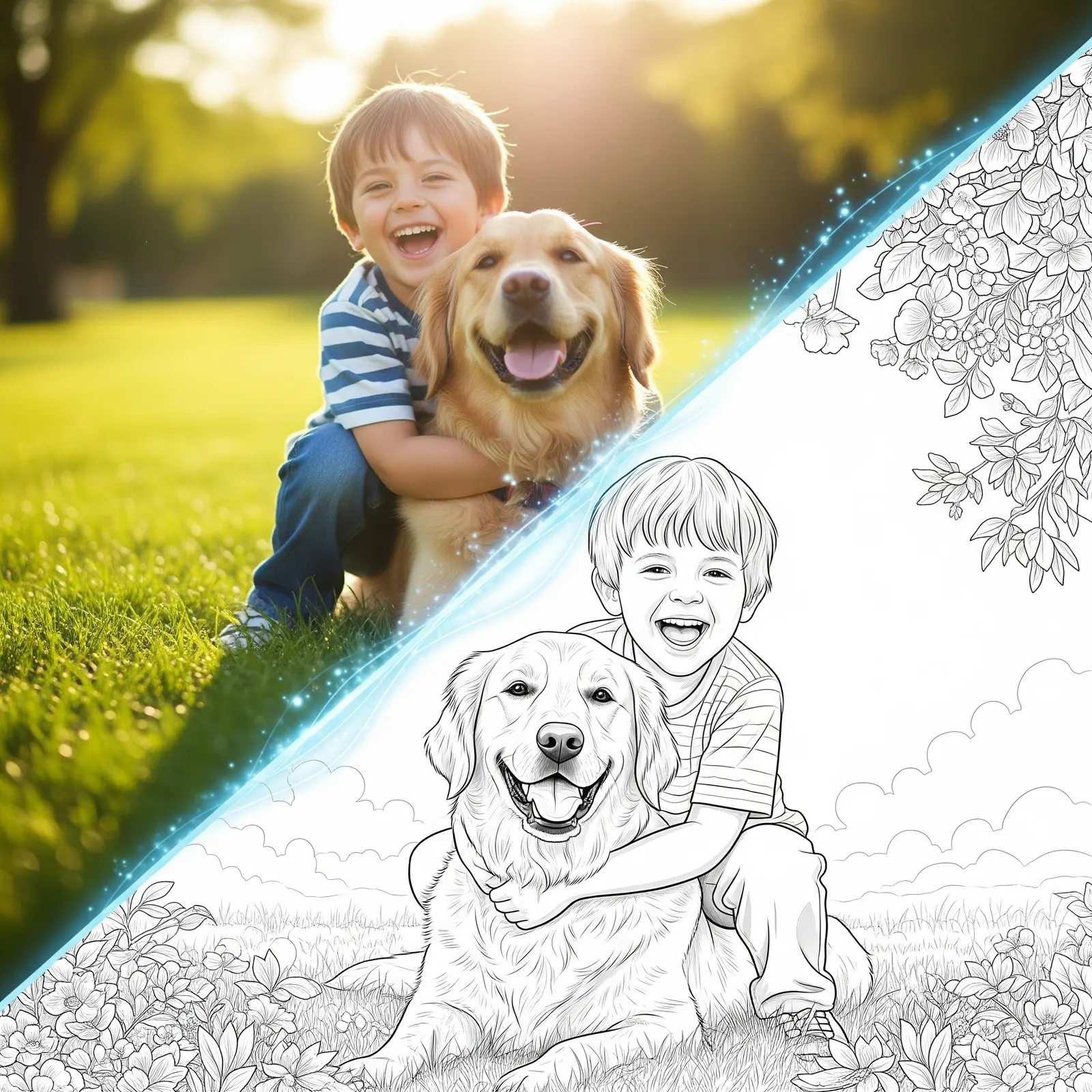 Photo transformed into a coloring page